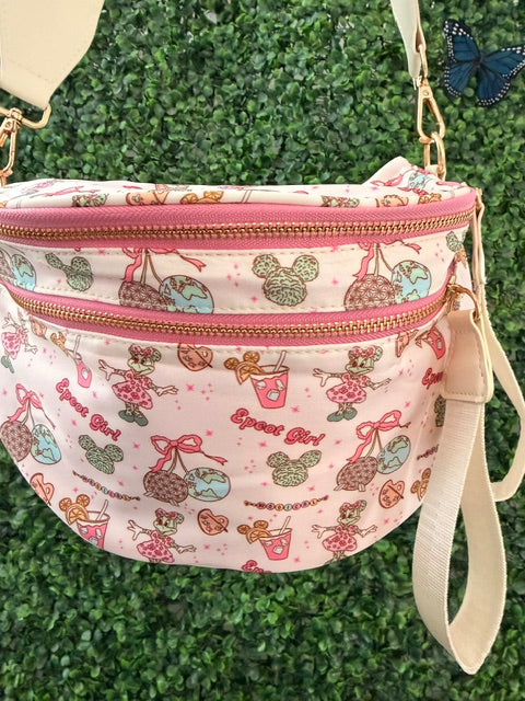 Epcot Girl Crossbody Bag | Fanny Bag | Drink Around The World Park Bag | Disney Inspired Fanny Pack